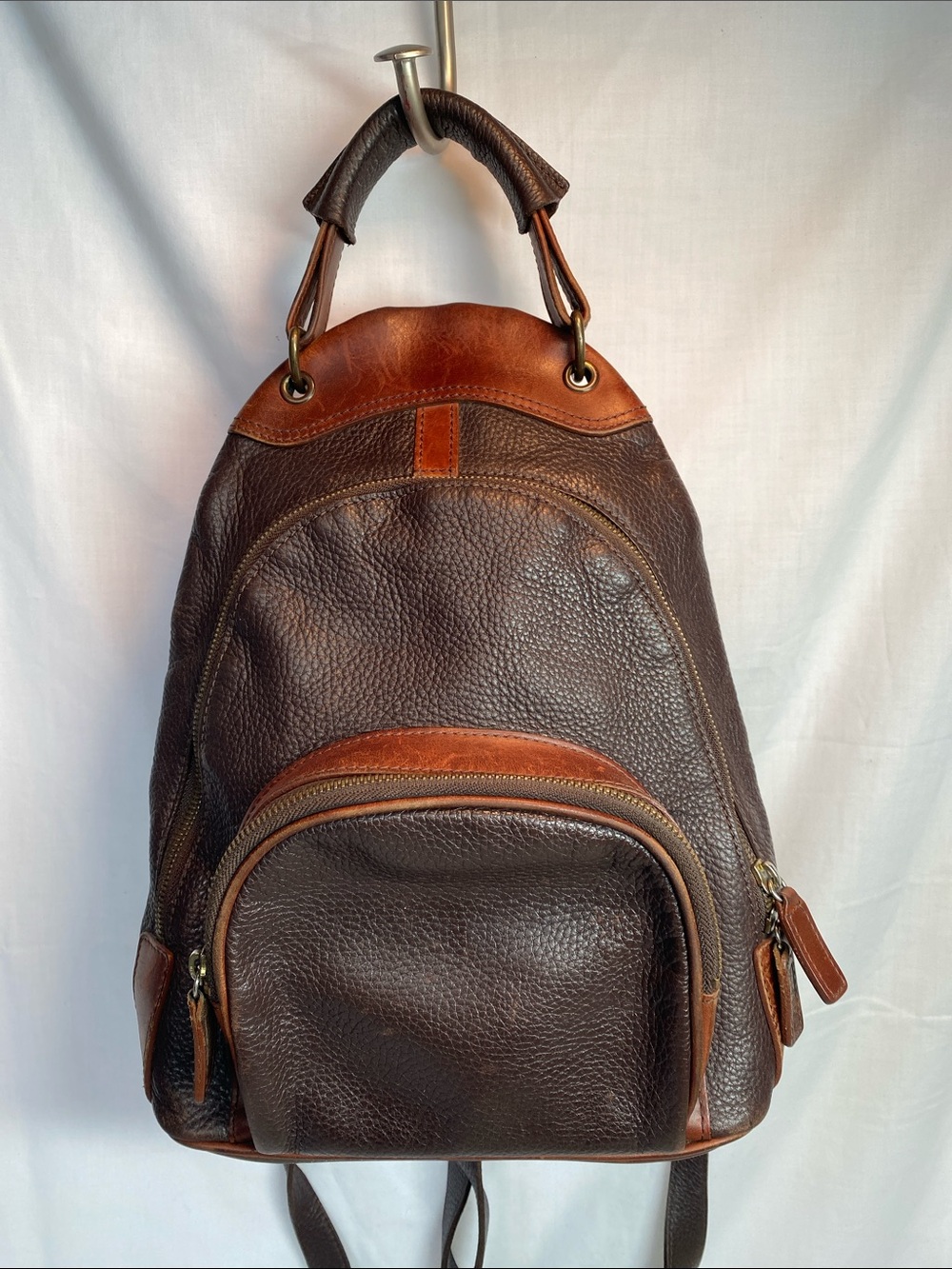 M London Leather Brown Two-Tone Backpack